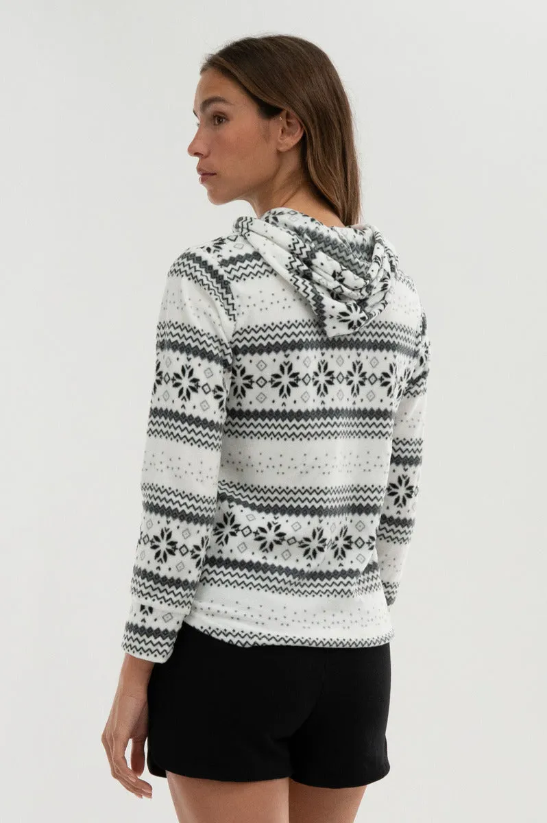 Festive Print Hooded Pajama Top - White sold by Fairweather product image thumbnail 3