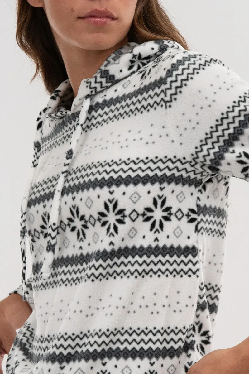 Festive Print Hooded Pajama Top - White sold by Fairweather product image thumbnail 4