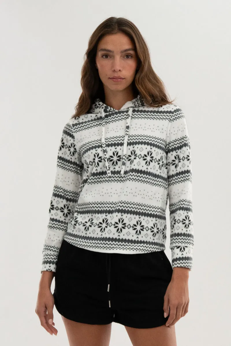 Festive Print Hooded Pajama Top - White sold by Fairweather