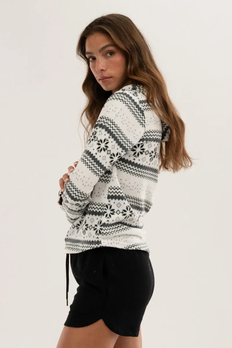 Festive Print Hooded Pajama Top - White sold by Fairweather product image thumbnail 2