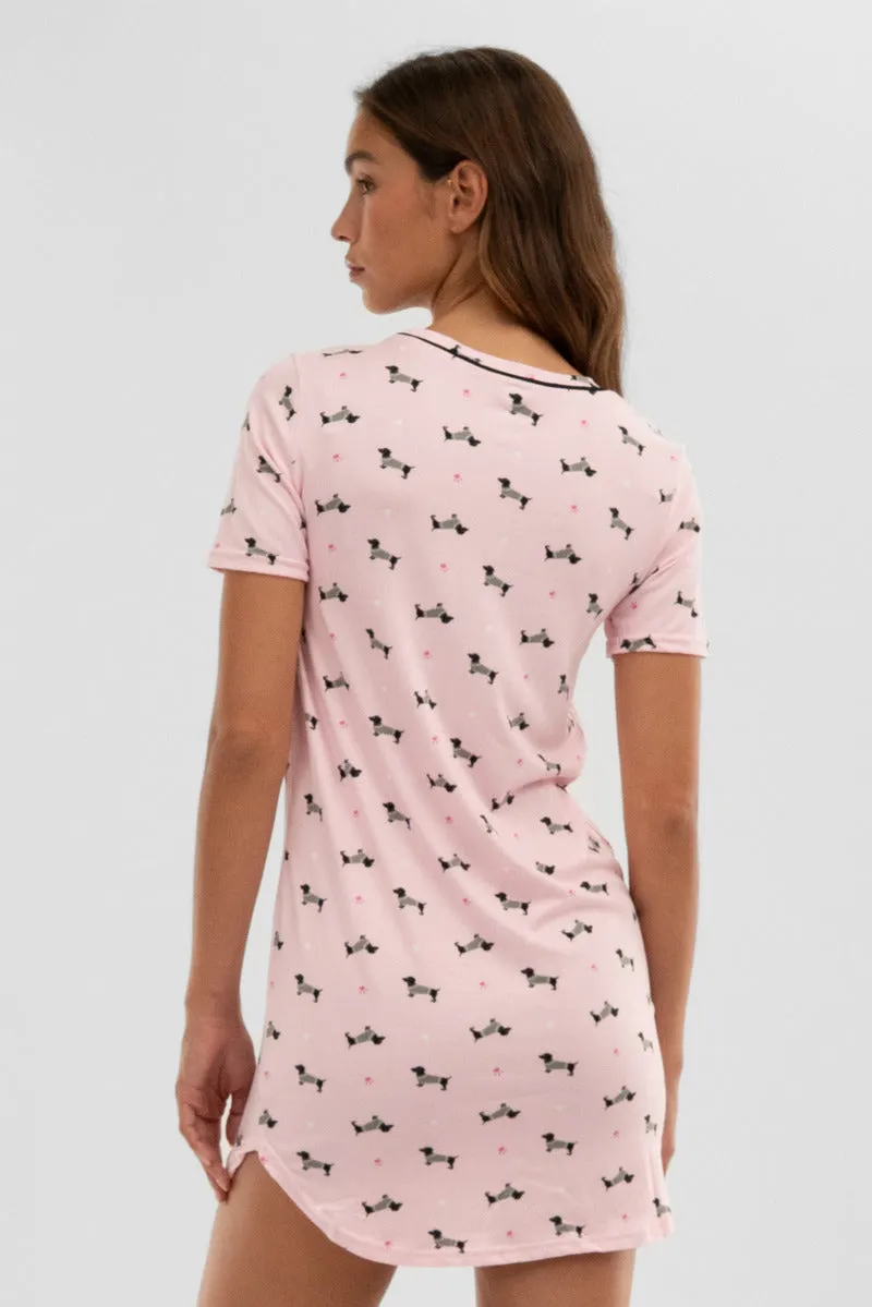 Canada Weather Gear Dog Print Tunic Pajama Top - Pink sold by Fairweather product image thumbnail 3