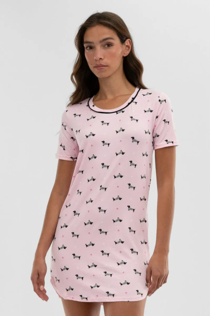 Canada Weather Gear Dog Print Tunic Pajama Top - Pink sold by Fairweather