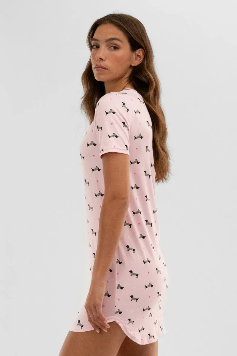 Canada Weather Gear Dog Print Tunic Pajama Top - Pink sold by Fairweather product image thumbnail 2