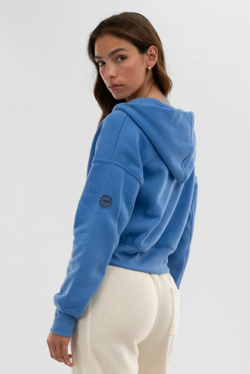 Fahrenheit Cropped Zip Up Hoodie - Blue sold by Fairweather product image thumbnail 3