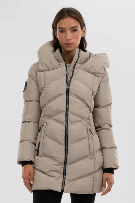 Canada Weather Gear Chevron Quilted Parka Jacket - Beige sold by Fairweather