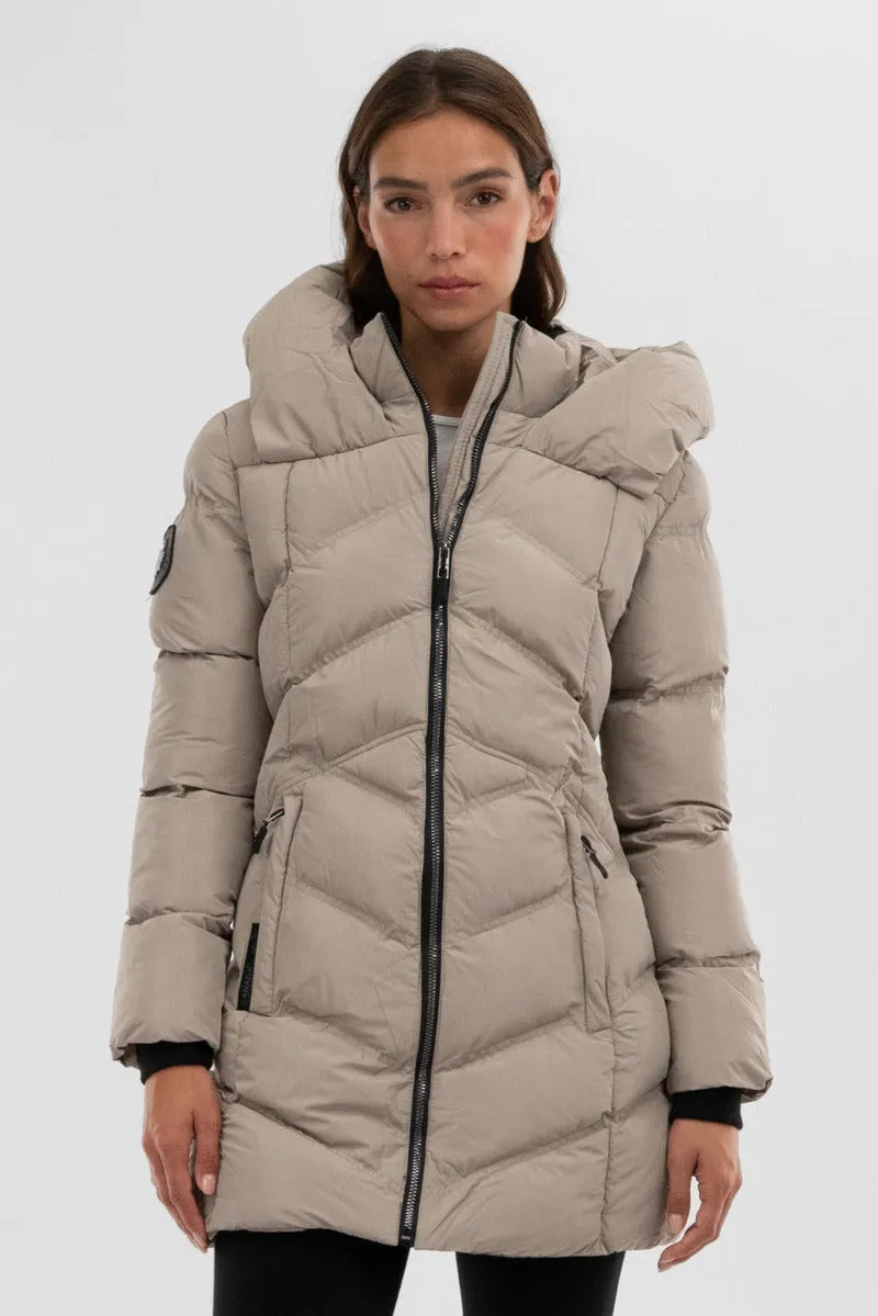 Canada Weather Gear Chevron Quilted Parka Jacket - Beige sold by Fairweather