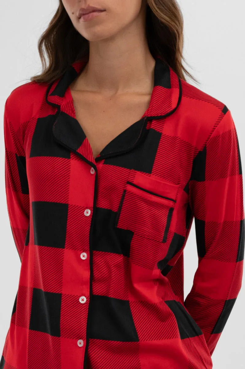 Plaid Button Down Pajama Top - Red sold by Fairweather product image thumbnail 4