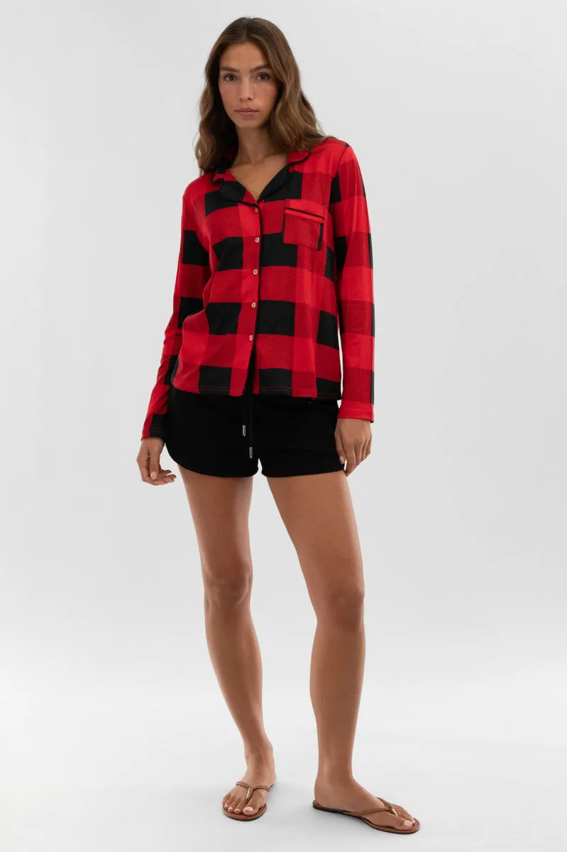 Plaid Button Down Pajama Top - Red sold by Fairweather product image thumbnail 5