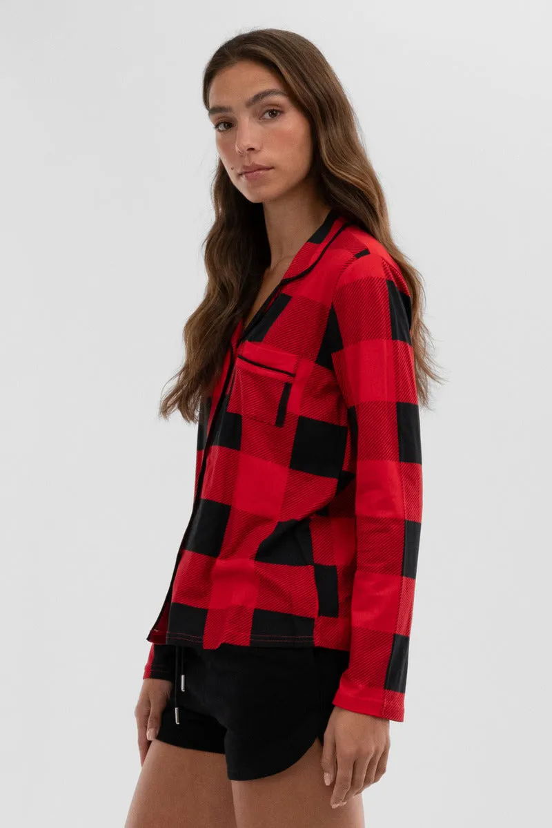 Plaid Button Down Pajama Top - Red sold by Fairweather product image thumbnail 2