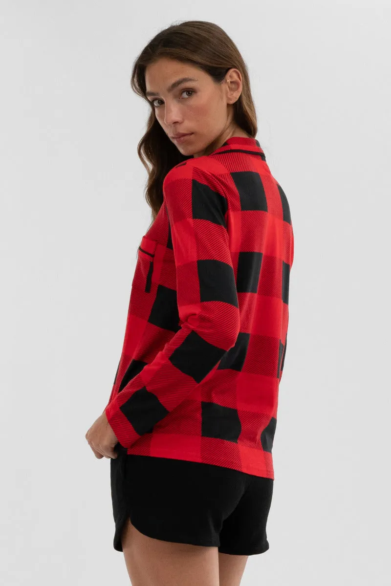 Plaid Button Down Pajama Top - Red sold by Fairweather product image thumbnail 3