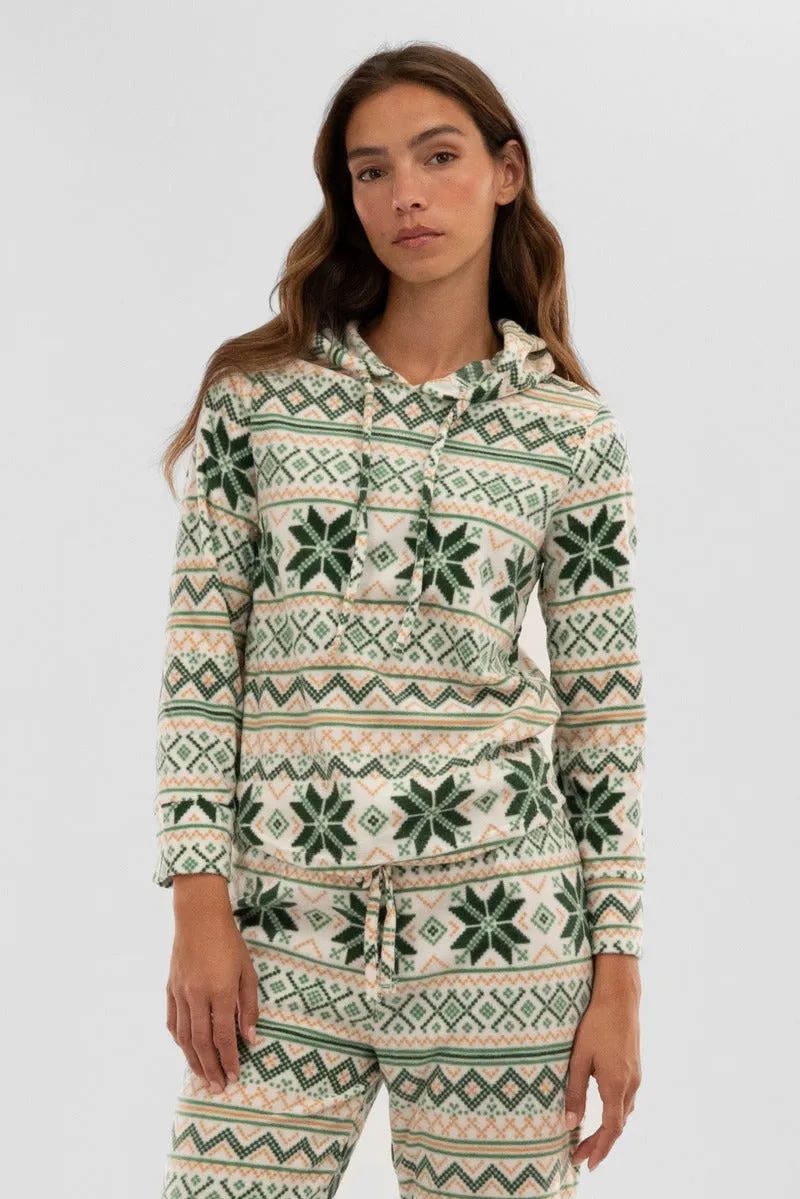 Canada Weather Gear Plaid Hooded Pajama Top - White sold by Fairweather