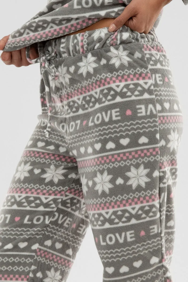 Canada Weather Gear Festive Print Wide Leg Pajama Pants - Grey sold by Fairweather product image thumbnail 4