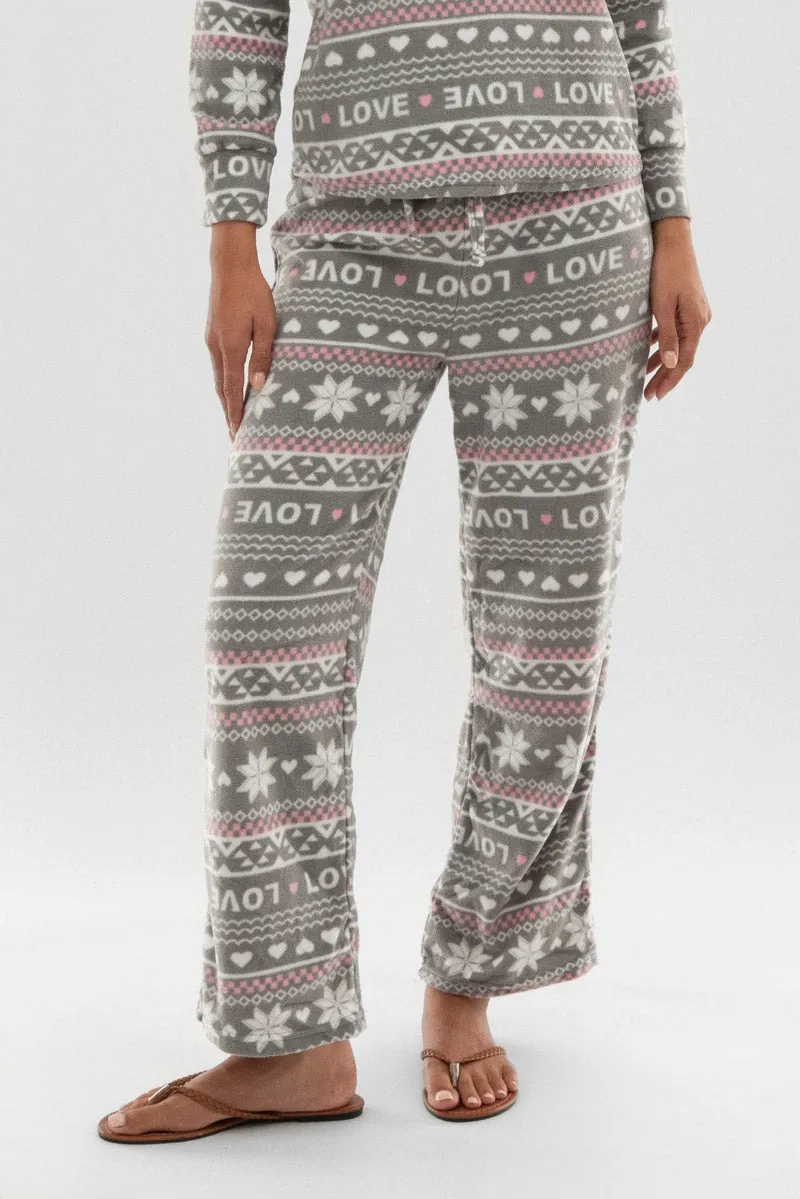Canada Weather Gear Festive Print Wide Leg Pajama Pants - Grey sold by Fairweather