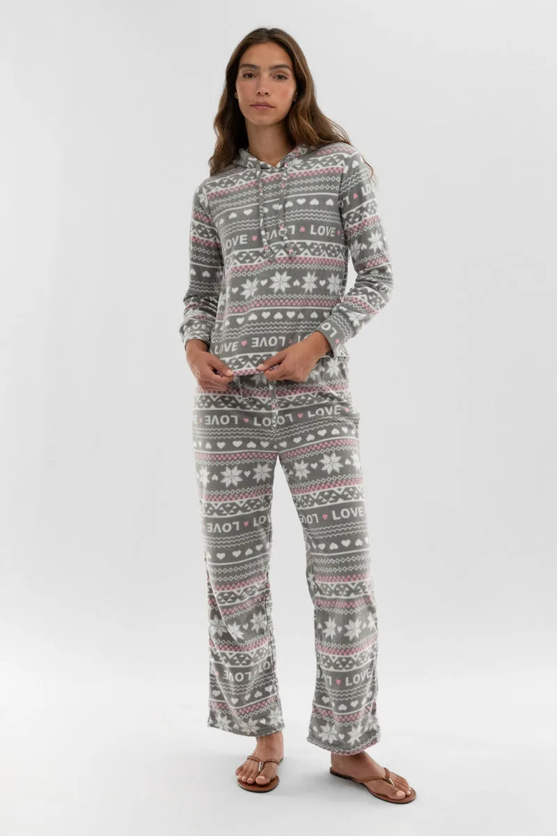 Canada Weather Gear Festive Print Wide Leg Pajama Pants - Grey sold by Fairweather product image thumbnail 5