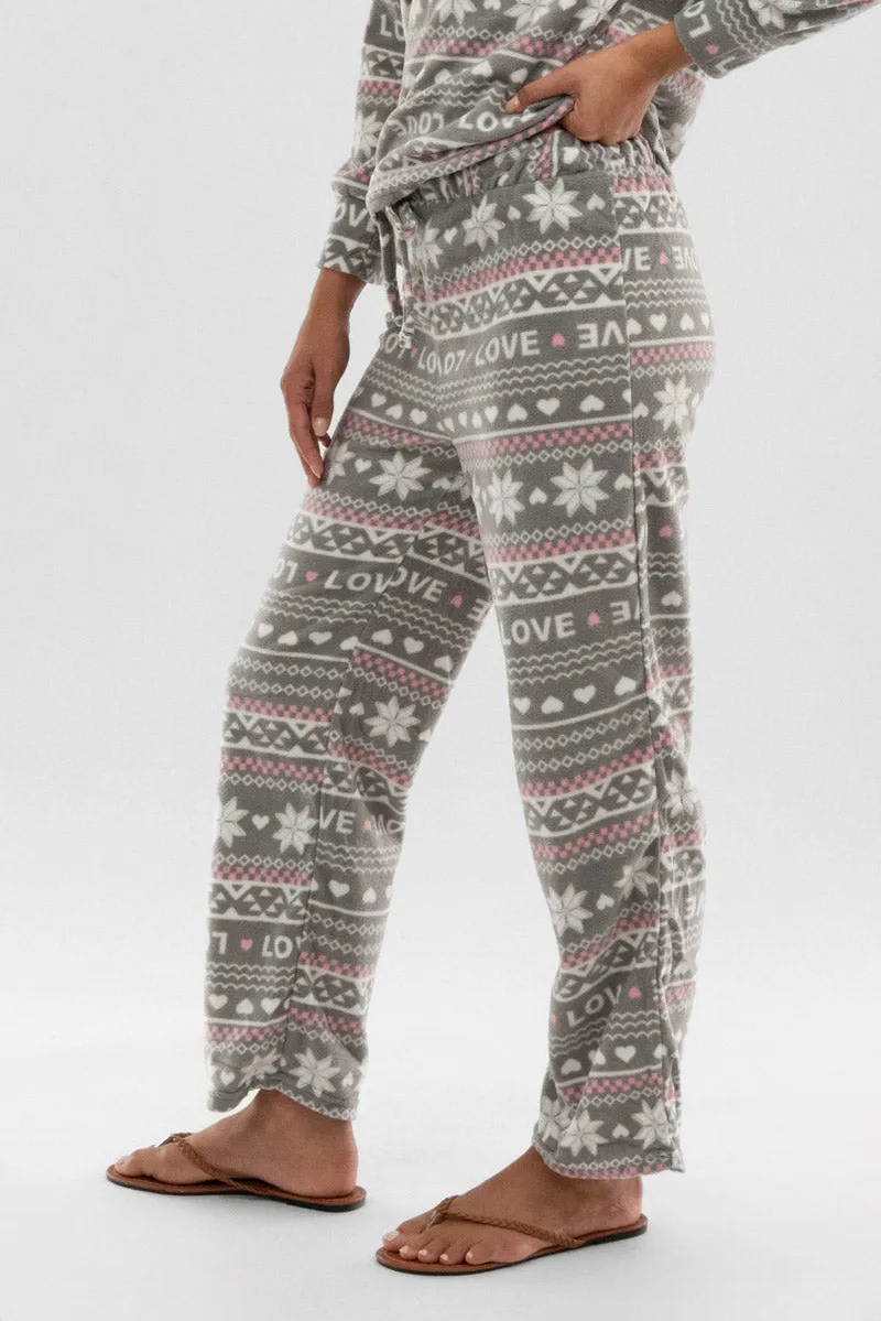 Canada Weather Gear Festive Print Wide Leg Pajama Pants - Grey sold by Fairweather product image thumbnail 2