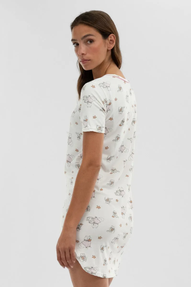 Dog Print Tunic Pajama Top - White sold by Fairweather product image thumbnail 3