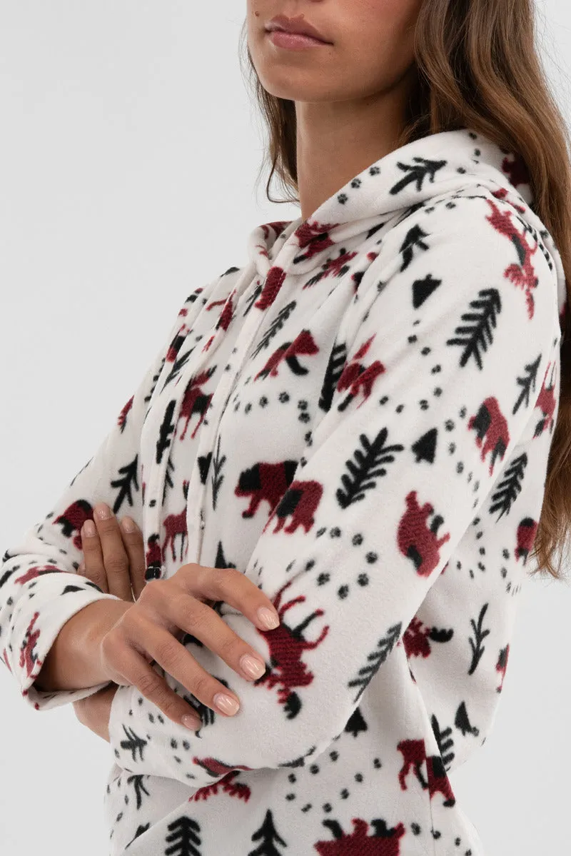 Canada Weather Gear Winter Print Hooded Pajama Top - White sold by Fairweather product image thumbnail 4