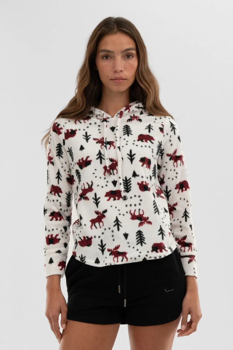 Canada Weather Gear Winter Print Hooded Pajama Top - White sold by Fairweather