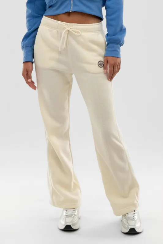 Fahrenheit Wide Leg Fleece Sweatpants - Cream sold by Fairweather