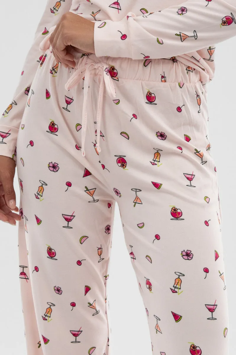 Canada Weather Gear Drink Print Wide Leg Pajama Pants - Blush sold by Fairweather product image thumbnail 4