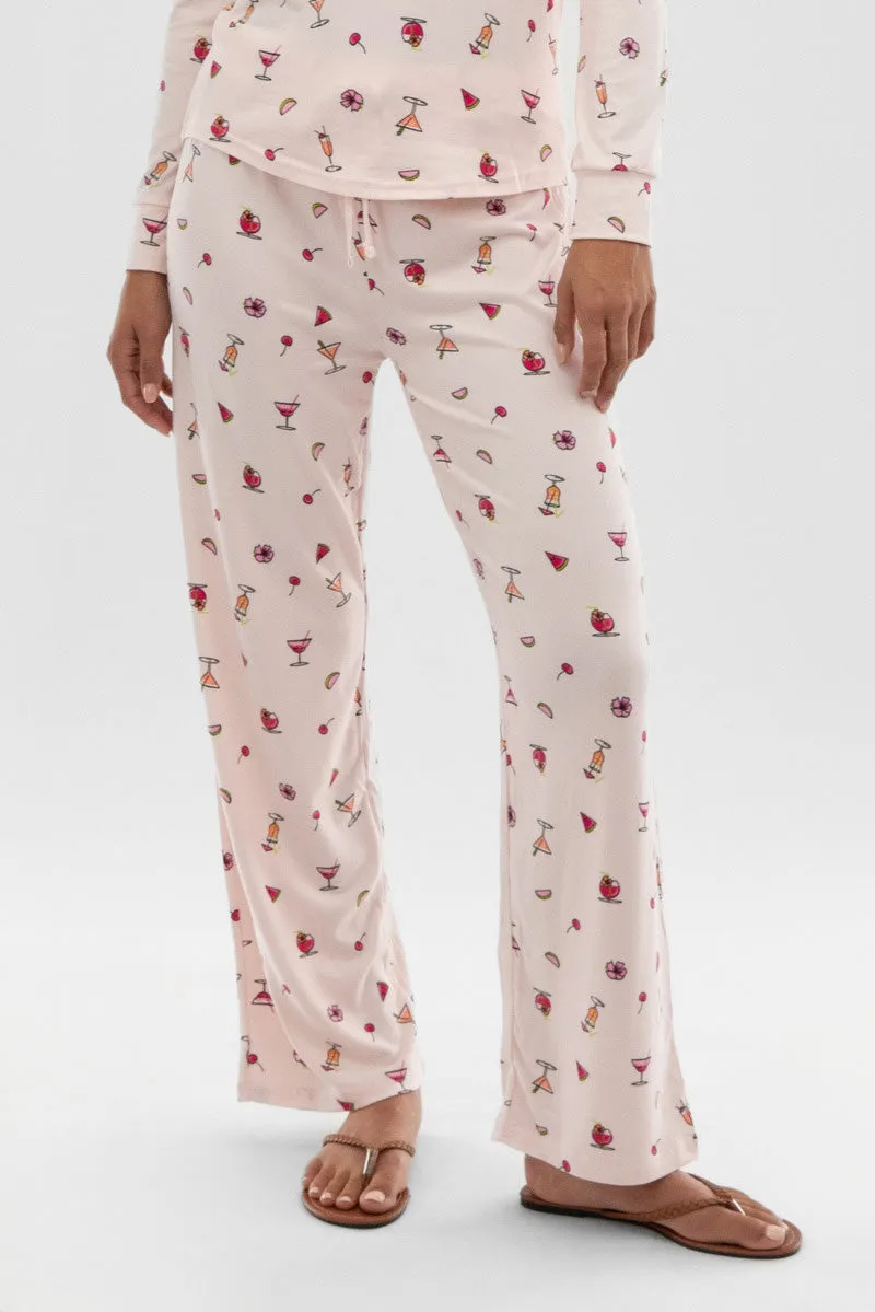 Canada Weather Gear Drink Print Wide Leg Pajama Pants - Blush sold by Fairweather