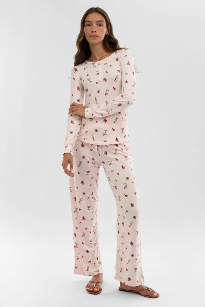 Canada Weather Gear Drink Print Wide Leg Pajama Pants - Blush sold by Fairweather product image thumbnail 5
