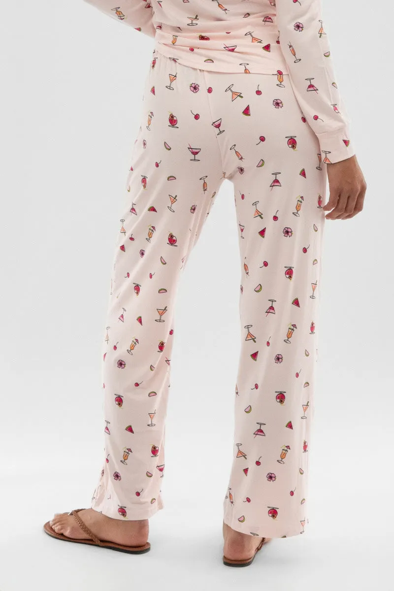 Canada Weather Gear Drink Print Wide Leg Pajama Pants - Blush sold by Fairweather product image thumbnail 3