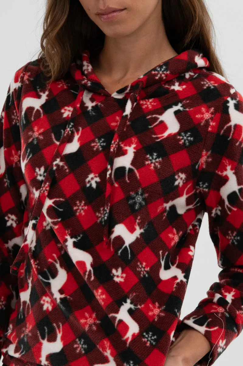 Festive Print Hooded Pajama Top - Red sold by Fairweather product image thumbnail 4