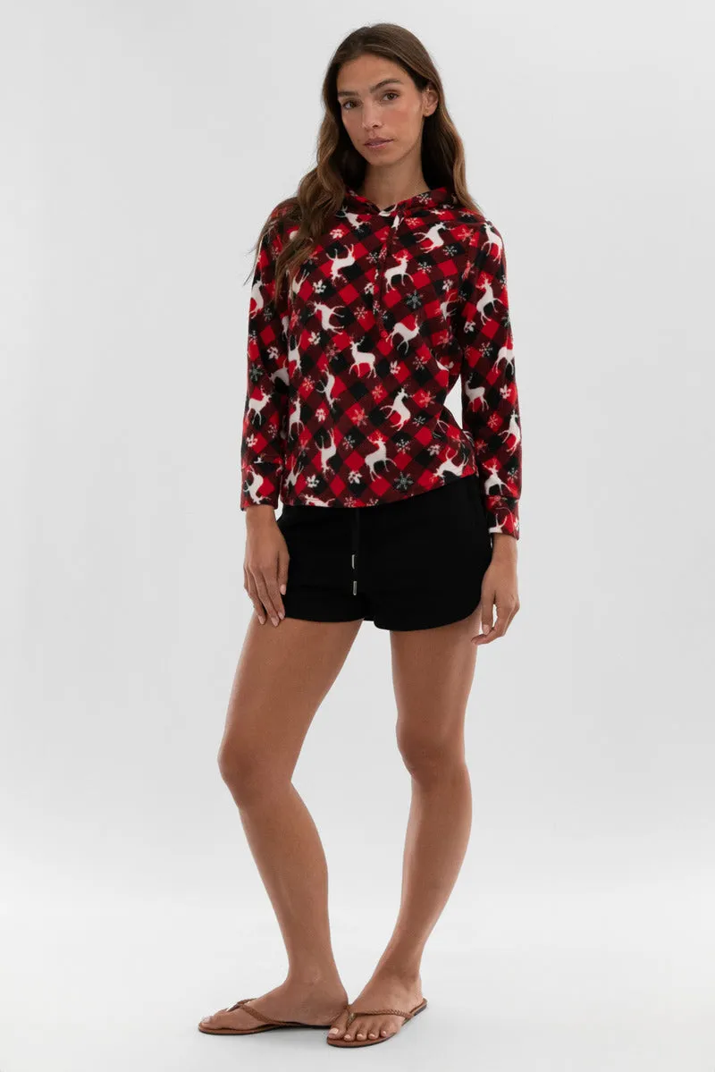 Festive Print Hooded Pajama Top - Red sold by Fairweather product image thumbnail 5