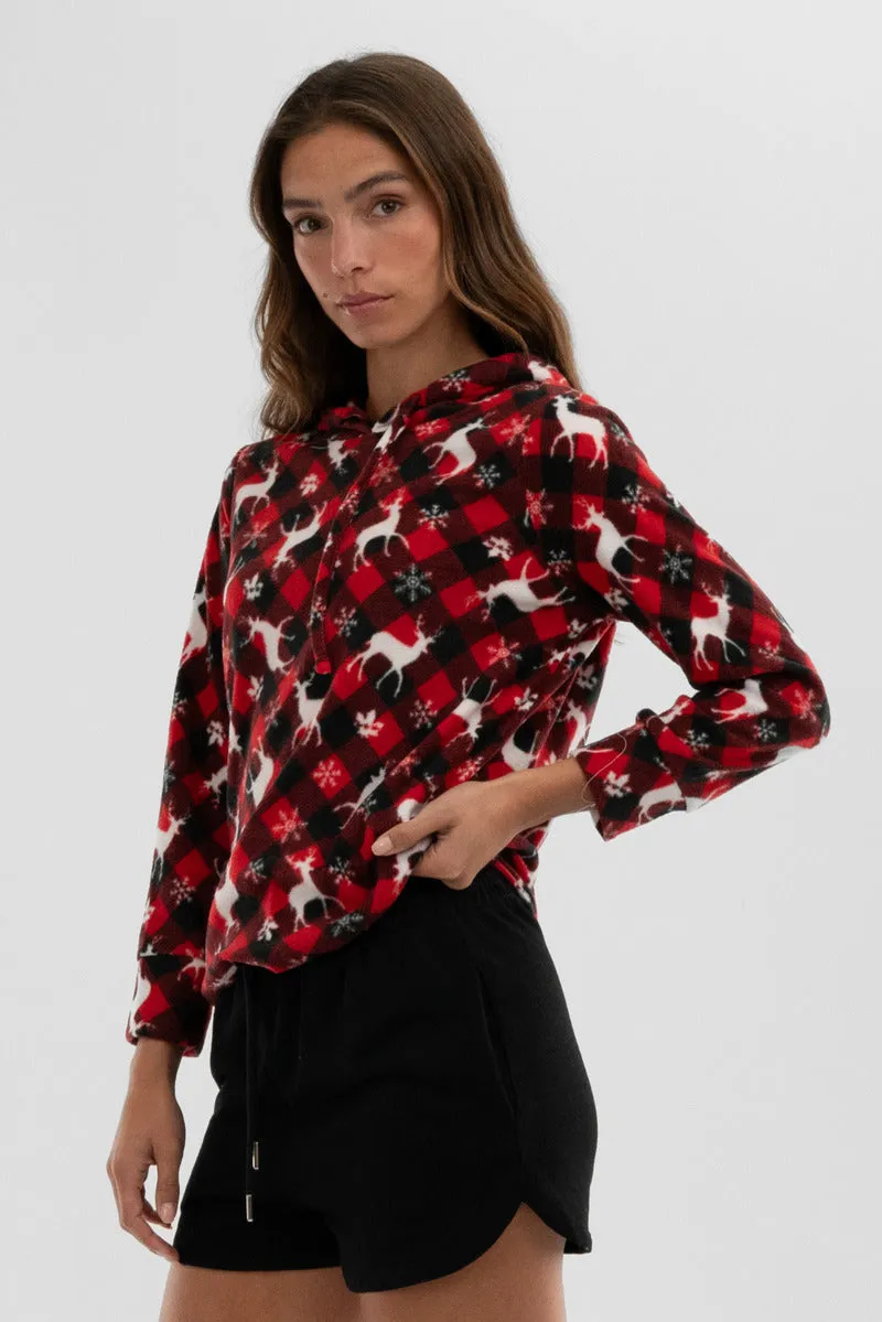 Festive Print Hooded Pajama Top - Red sold by Fairweather product image thumbnail 2