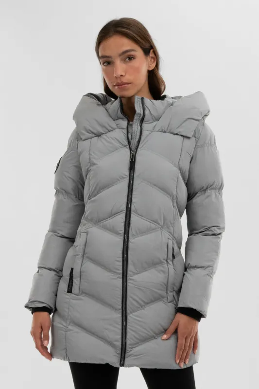 Canada Weather Gear Chevron Quilted Parka Jacket - Grey made by Fairweather