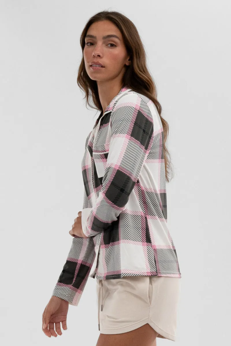 Canada Weather Gear Plaid Button Down Pajama Top - White sold by Fairweather product image thumbnail 2