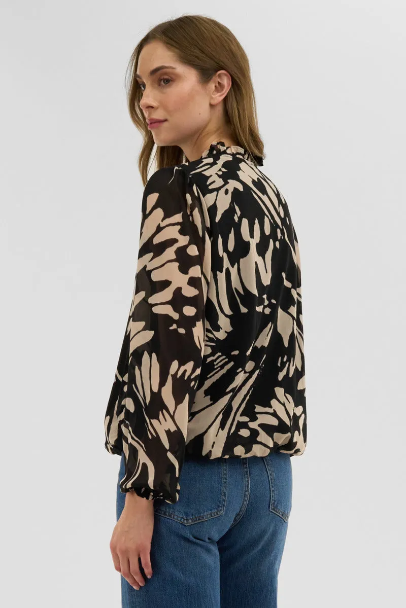 Costa Blanca Patterned Sheer Sleeve Blouse - Black sold by Fairweather product image thumbnail 3