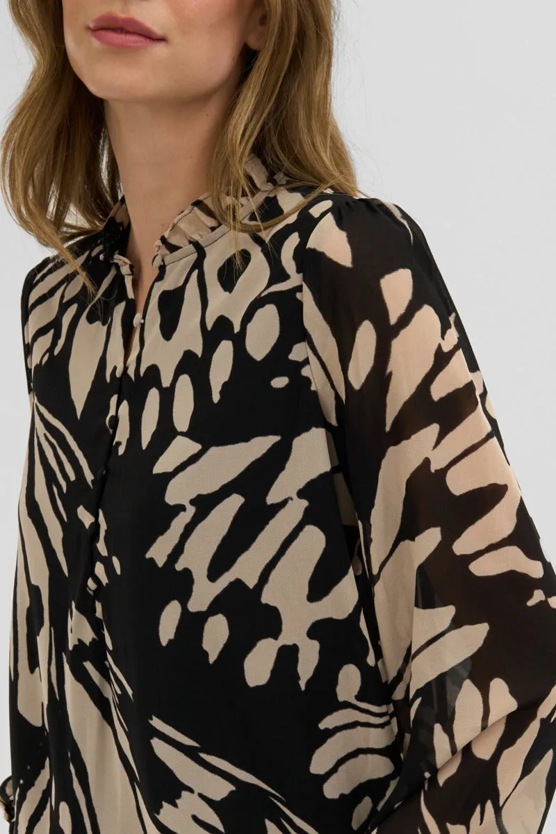 Costa Blanca Patterned Sheer Sleeve Blouse - Black sold by Fairweather product image thumbnail 4