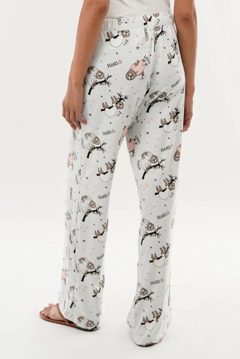 Canada Weather Gear Sloth Print Wide Leg Pajama Pants - Grey sold by Fairweather product image thumbnail 3