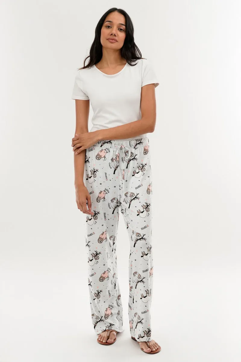 Canada Weather Gear Sloth Print Wide Leg Pajama Pants - Grey sold by Fairweather product image thumbnail 5