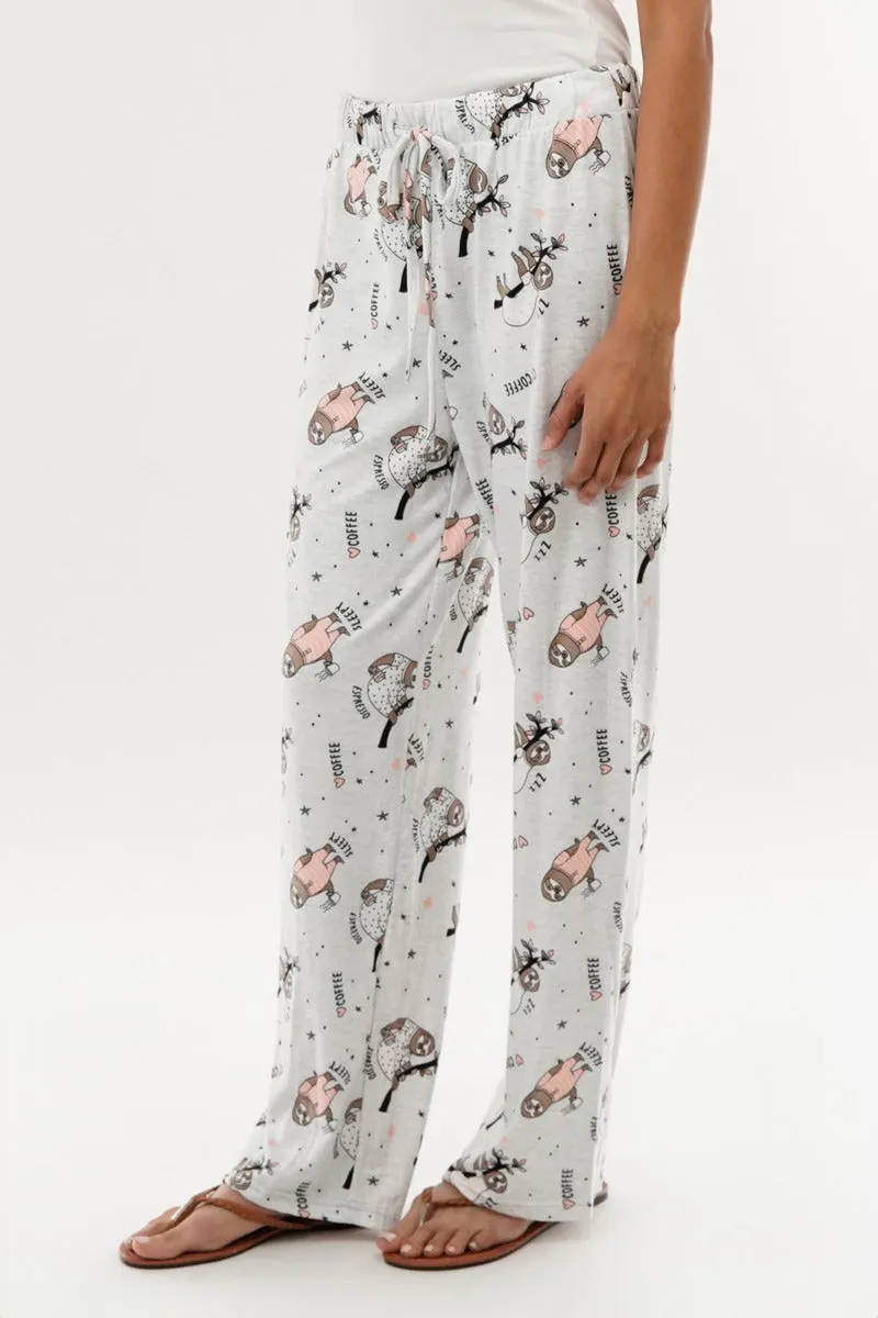 Canada Weather Gear Sloth Print Wide Leg Pajama Pants - Grey sold by Fairweather product image thumbnail 2