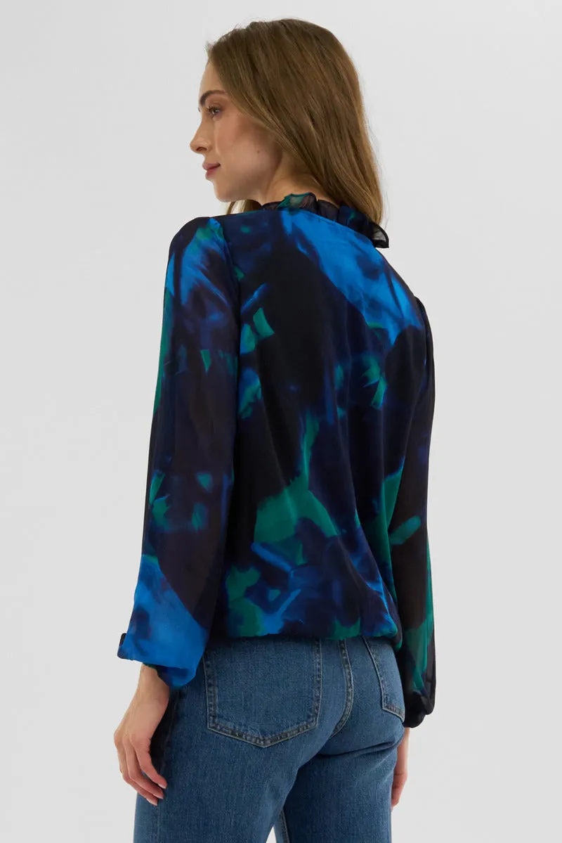 Costa Blanca Patterned Sheer Sleeve Blouse - Navy sold by Fairweather product image thumbnail 3