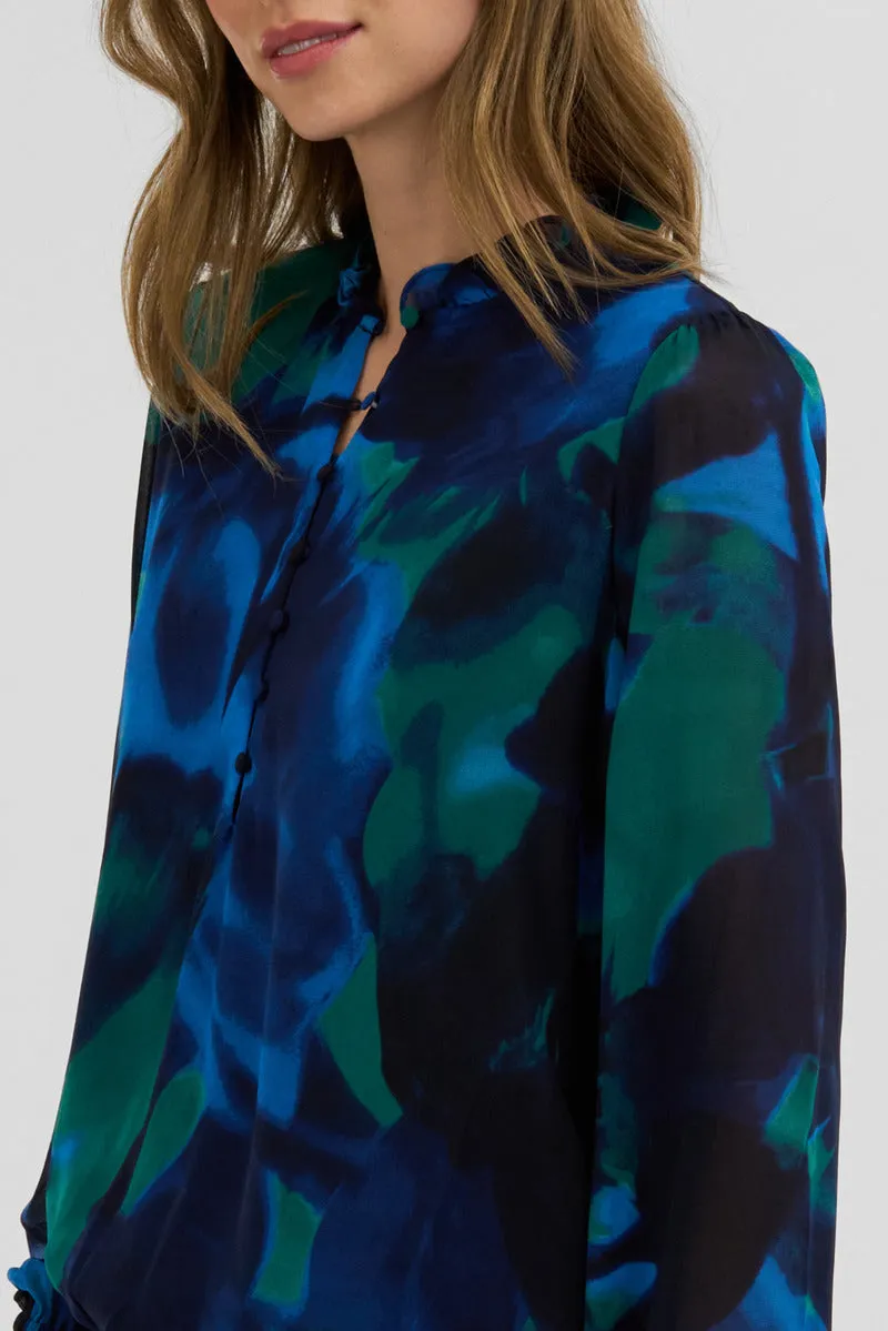 Costa Blanca Patterned Sheer Sleeve Blouse - Navy sold by Fairweather product image thumbnail 4