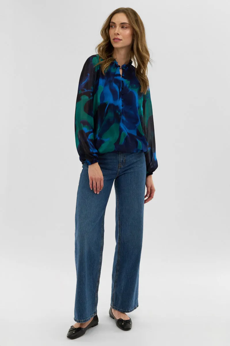 Costa Blanca Patterned Sheer Sleeve Blouse - Navy sold by Fairweather product image thumbnail 5