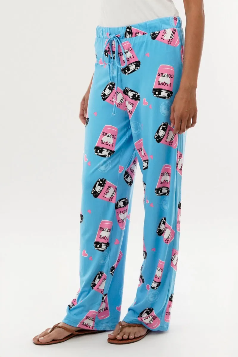Canada Weather Gear Coffee Print Wide Leg Pajama Pants - Blue sold by Fairweather product image thumbnail 2