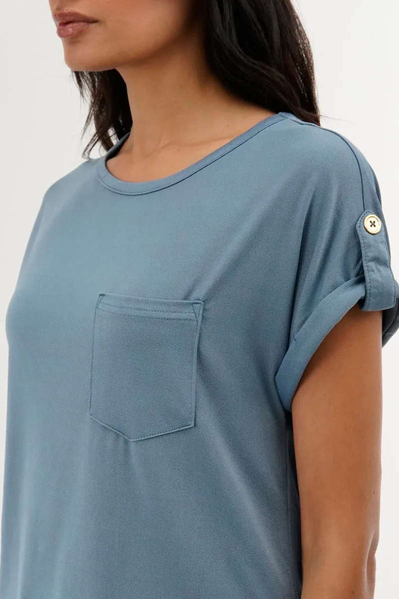 Basic Cap Sleeve Tee - Blue sold by Fairweather product image thumbnail 4