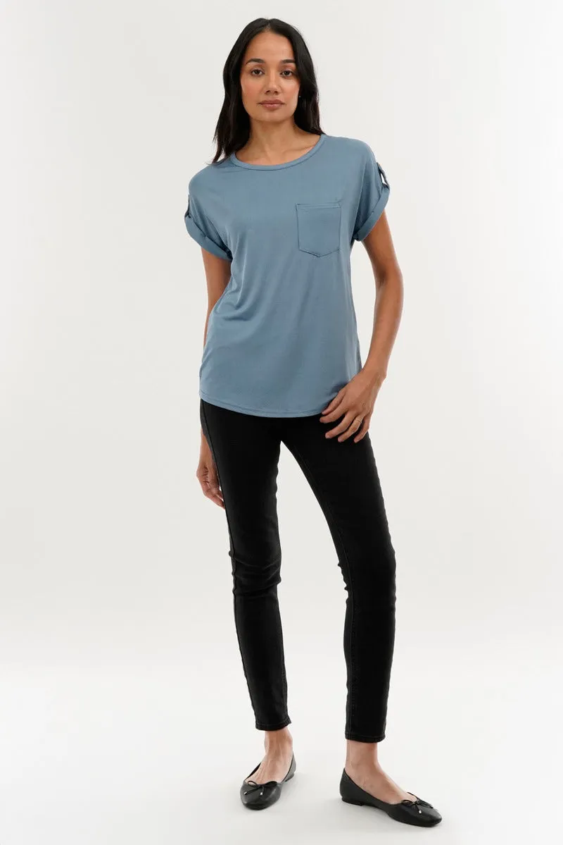 Basic Cap Sleeve Tee - Blue sold by Fairweather product image thumbnail 5