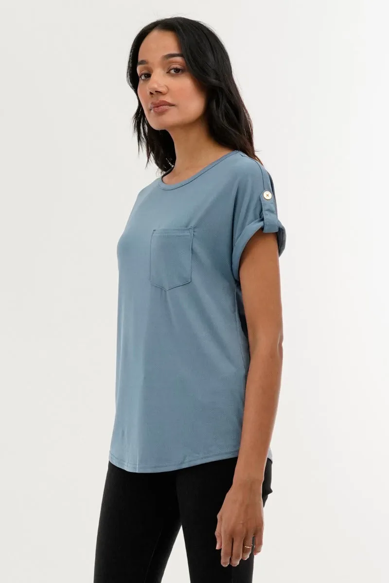 Basic Cap Sleeve Tee - Blue sold by Fairweather product image thumbnail 2
