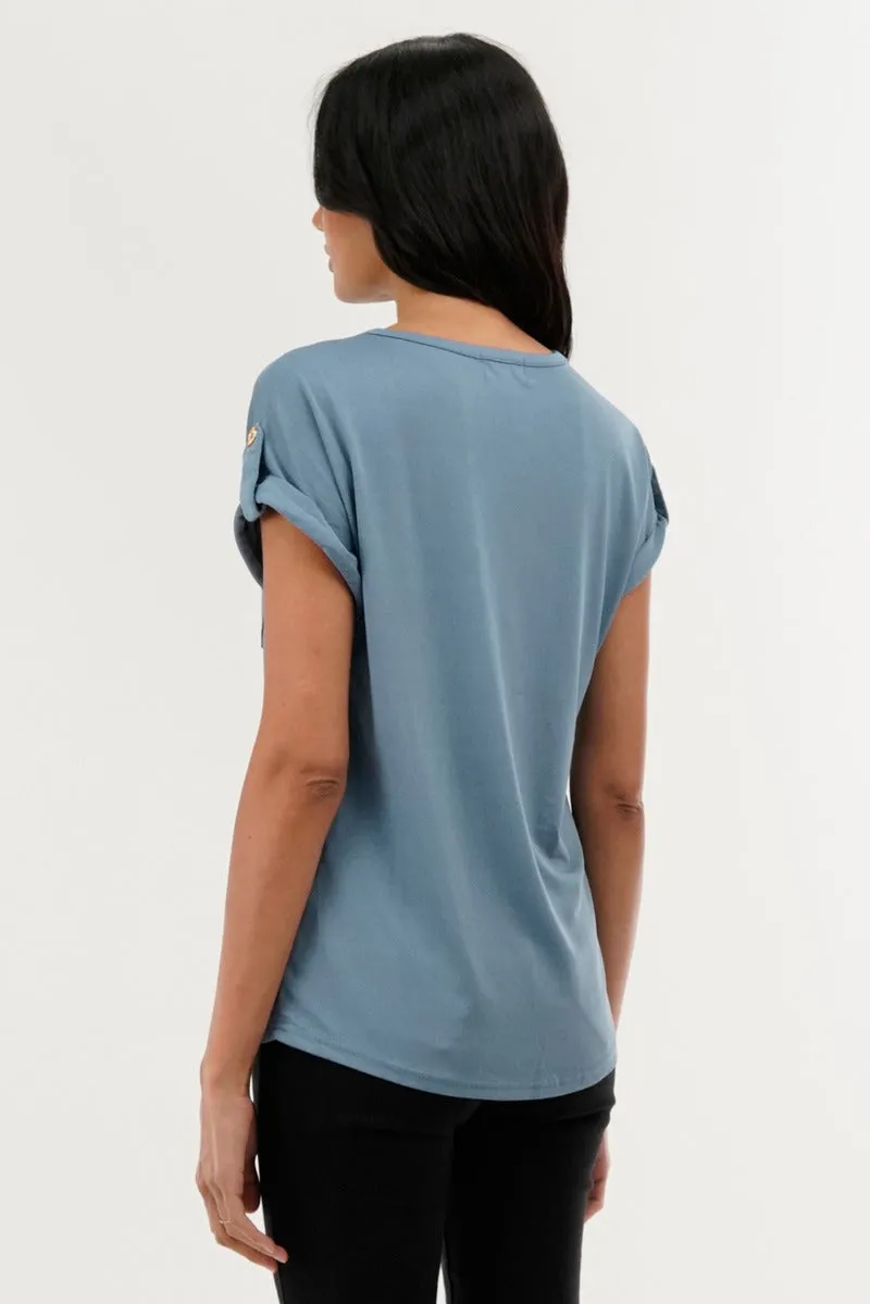 Basic Cap Sleeve Tee - Blue sold by Fairweather product image thumbnail 3