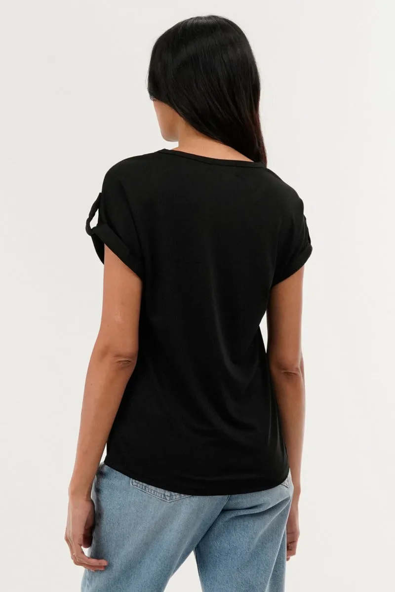 Costa Blanca Basic Cap Sleeve Tee - Black sold by Fairweather product image thumbnail 3