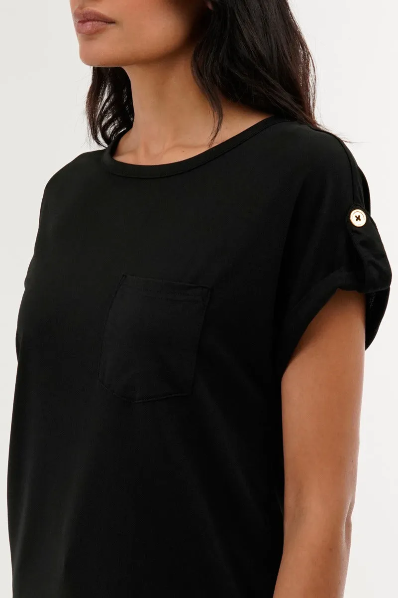 Costa Blanca Basic Cap Sleeve Tee - Black sold by Fairweather product image thumbnail 4