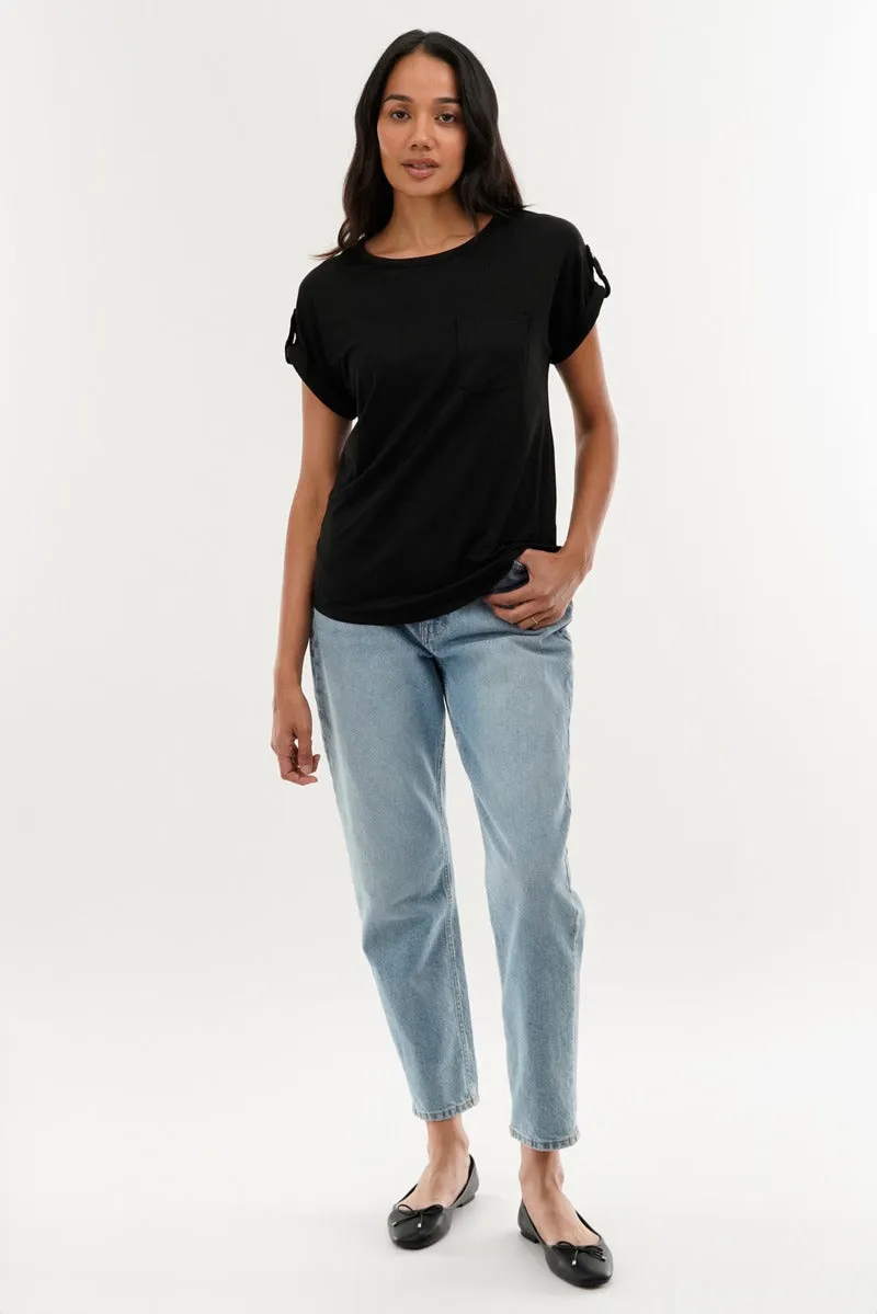 Costa Blanca Basic Cap Sleeve Tee - Black sold by Fairweather product image thumbnail 5