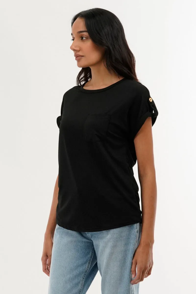 Costa Blanca Basic Cap Sleeve Tee - Black sold by Fairweather product image thumbnail 2