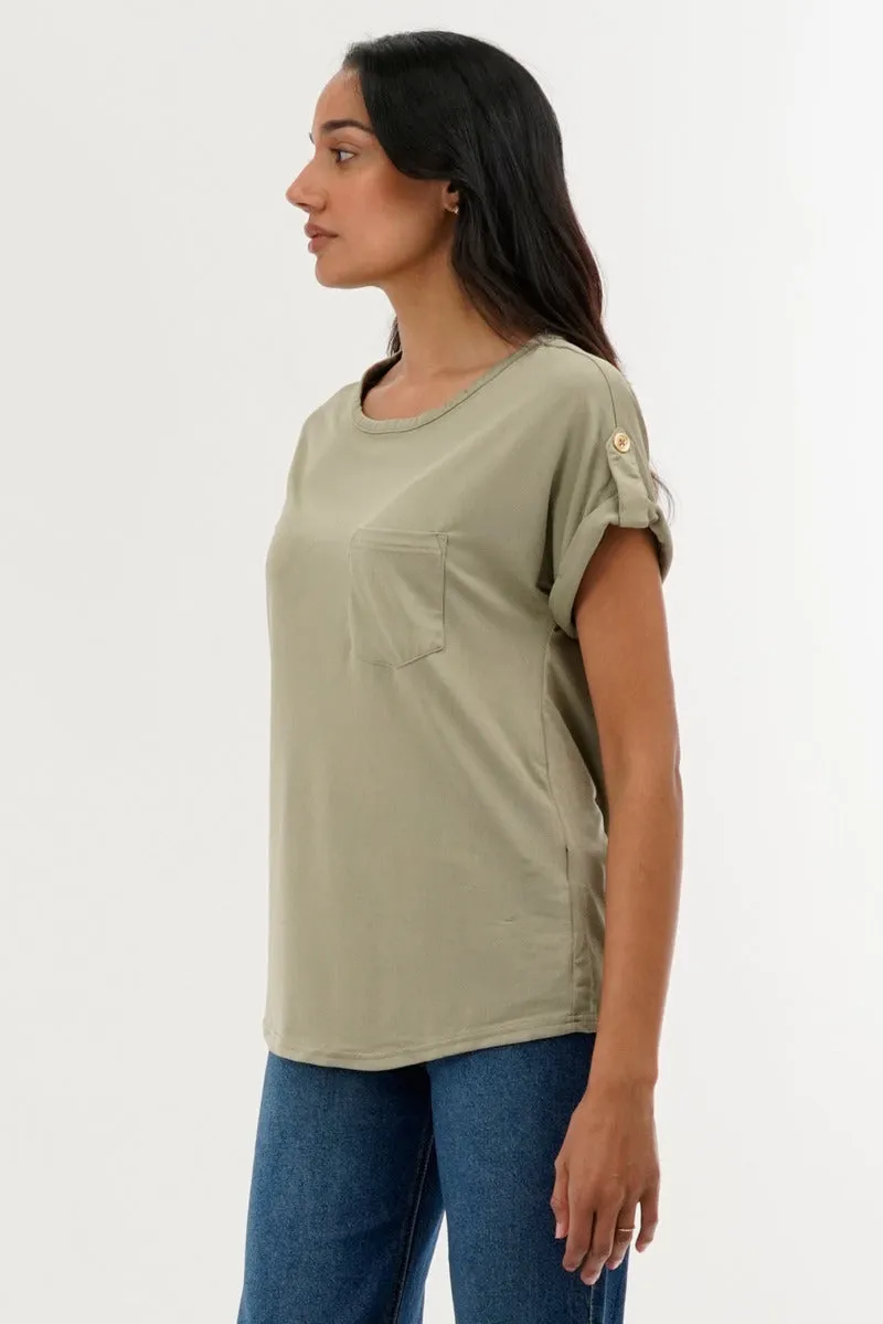 Costa Blanca Basic Cap Sleeve Tee - Green sold by Fairweather product image thumbnail 2